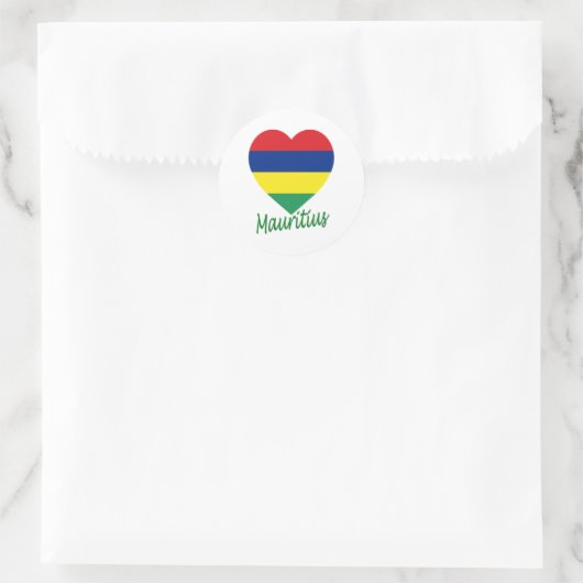 Mauritius Flaggenherz Runder Aufkleber (Tasche)