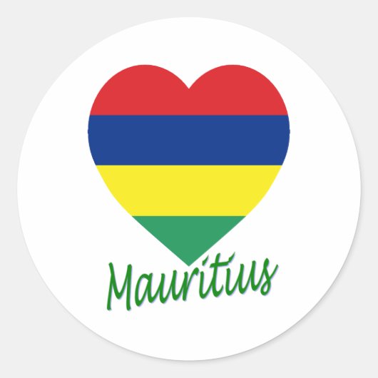 Mauritius Flaggenherz Runder Aufkleber (Vorderseite)