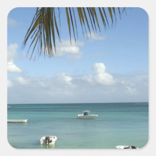 Mauritius, Grand Baie. Boote ankerten in der Quadratischer Aufkleber