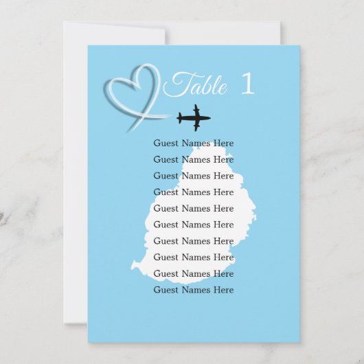 Mauritius Hochzeit in Urlaubsort Table Card Einladung (Vorderseite)