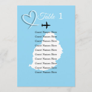 Mauritius Hochzeit in Urlaubsort Table Card Einladung