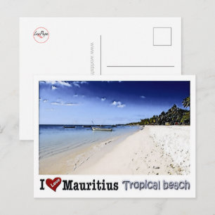 Mauritius - Ich liebe - Tropischer Strand - Postkarte