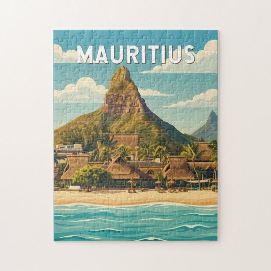 Mauritius Illustration Reise Kunst Vintage Puzzle (Vertikal)