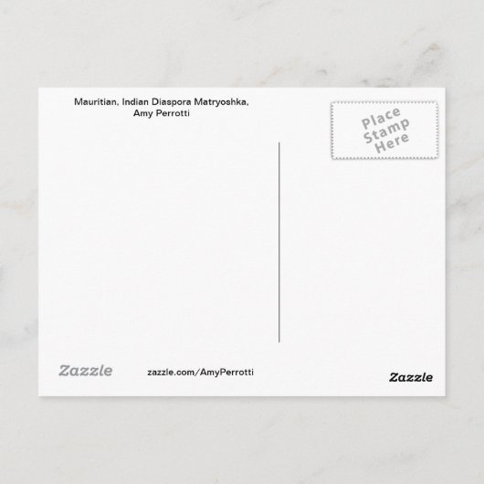Mauritius, Indian Matryoshka Postcard Postkarte (Rückseite)