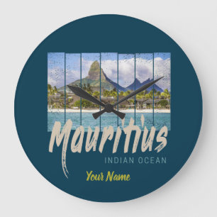 Mauritius Indian Ocean vintage beach souvenir Große Wanduhr