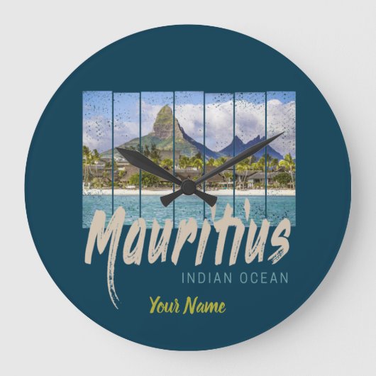 Mauritius Indischer Ozean Vintag Beach Souvenir Große Wanduhr (Vorderseite)