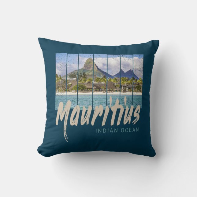 Mauritius Indischer Ozean Vintag Beach Souvenir Kissen (Vorderseite)