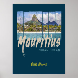 Mauritius Indischer Ozean Vintage-Strand-Souvenir Poster