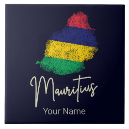 Mauritius Insel Karte Vintage Flagge Indischer Oze Fliese