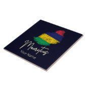 Mauritius Insel Karte Vintage Flagge Indischer Oze Fliese (Seite)