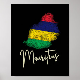 Mauritius Insel Vintage-Flagge Ozean Indischer Url Poster