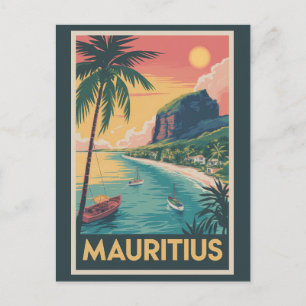 Mauritius-Küsten-Illustration Reise Kunst Vintage Postkarte