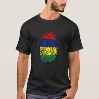 Mauritius Länderflagge Fingerprint DNA T-Shirt