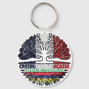 Mauritius Mauritian Französisch-Tree-Roots-Flagge Schlüsselanhänger