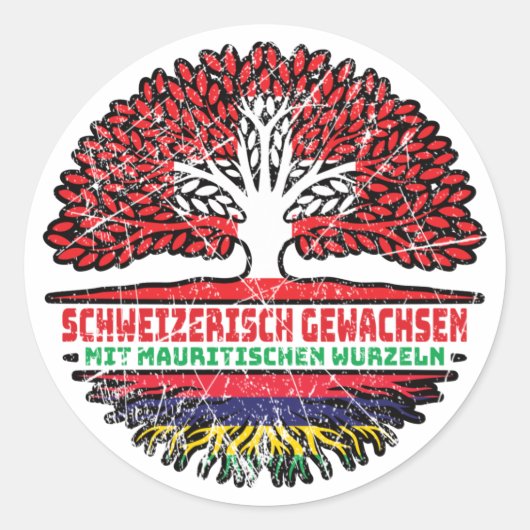 Mauritius Mauritisch Schweizer Schweiz Baum Wurzel Runder Aufkleber (Vorderseite)