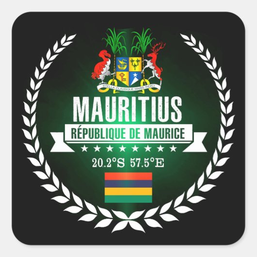 Mauritius Quadratischer Aufkleber (Vorderseite)