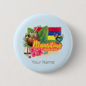 Mauritius Retro Indischer Ozean Dodo und Flag Vint Button (Vorderseite)