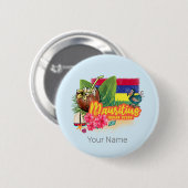Mauritius Retro Indischer Ozean Dodo und Flag Vint Button (Vorne & Hinten)