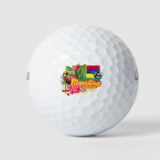 Mauritius Retro Indischer Ozean Dodo und Flag Vint Golfball (Vorderseite)