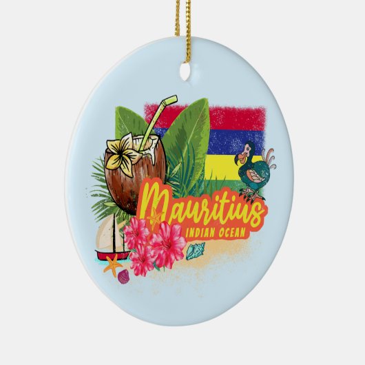 Mauritius Retro Indischer Ozean Dodo und Flag Vint Keramik Ornament (Rechts)