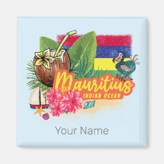 Mauritius Retro Indischer Ozean Dodo und Flag Vint Magnet