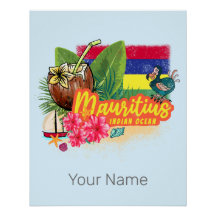 Mauritius Retro Indischer Ozean Dodo und Flag Vint