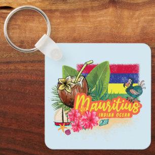 Mauritius Retro Indischer Ozean Dodo und Flag Vint Schlüsselanhänger