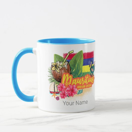 Mauritius Retro Indischer Ozean Dodo und Flag Vint Tasse (Links)
