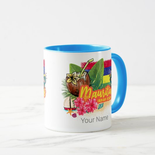 Mauritius Retro Indischer Ozean Dodo und Flag Vint Tasse (VorderseiteRechts)