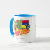 Mauritius Retro Indischer Ozean Dodo und Flag Vint Tasse (Vorderseite Links)