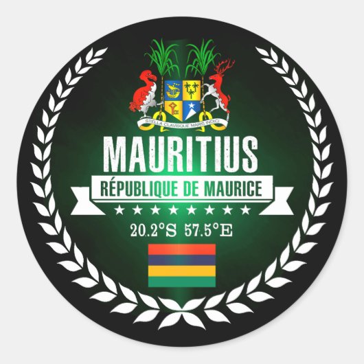 Mauritius Runder Aufkleber (Vorderseite)