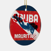 Mauritius Scuba Diver - Blue Retro Keramik Ornament (Rechts)