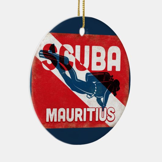 Mauritius Scuba Diver - Blue Retro Keramik Ornament (Rechts)