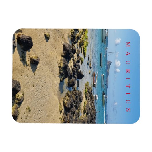 Mauritius Strand- und Bootsansicht Magnet (Horizontal)