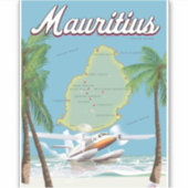 Mauritius Vintage Reiseplakat Aufkleber (Vorderseite)