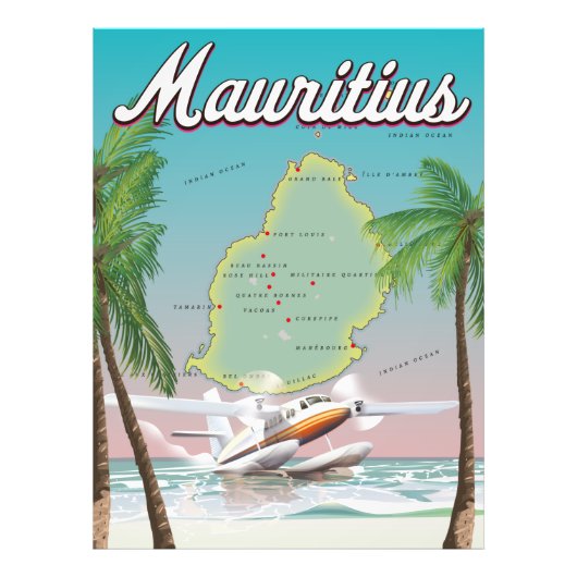 Mauritius Vintage Reiseplakat Fotodruck (Vorne)