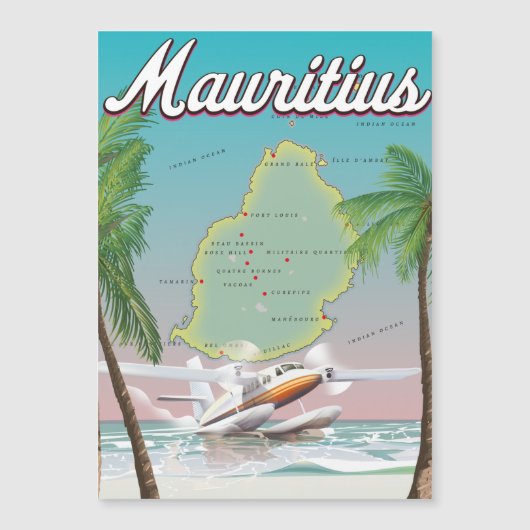 Mauritius Vintage Reiseplakat Magnetkarte (Vorderseite)