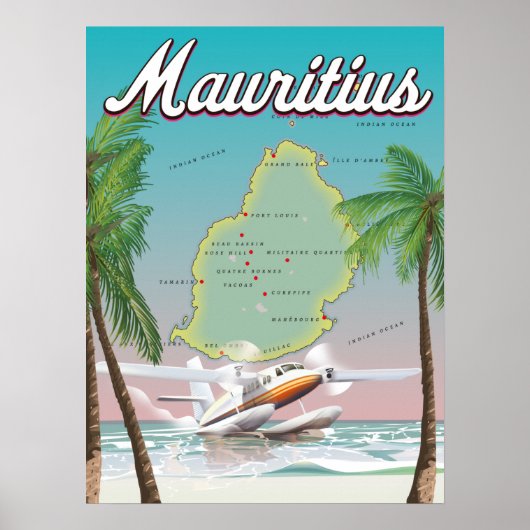 Mauritius Vintage Reiseplakat Poster (Vorne)