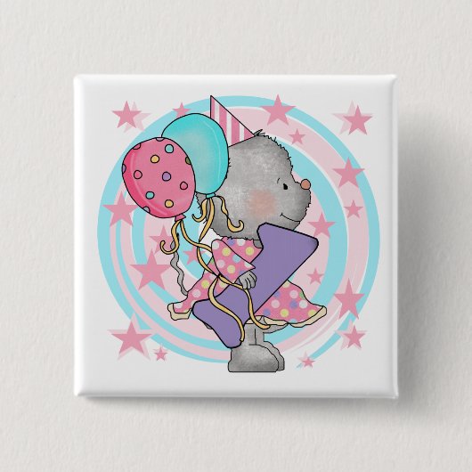 Maus 1. Geburtstag T - Shirt und Geschenke Button (Vorderseite)