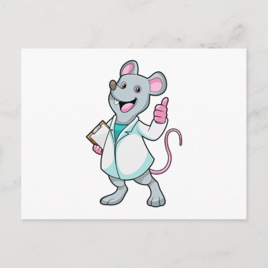 Maus als Arzt mit Arztmantel Postkarte (Vorderseite)