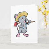 Maus als Bauer mit Ax & Hat Karte (Gelbe Blume)