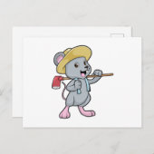 Maus als Bauer mit Ax & Hat Postkarte (Vorne/Hinten)