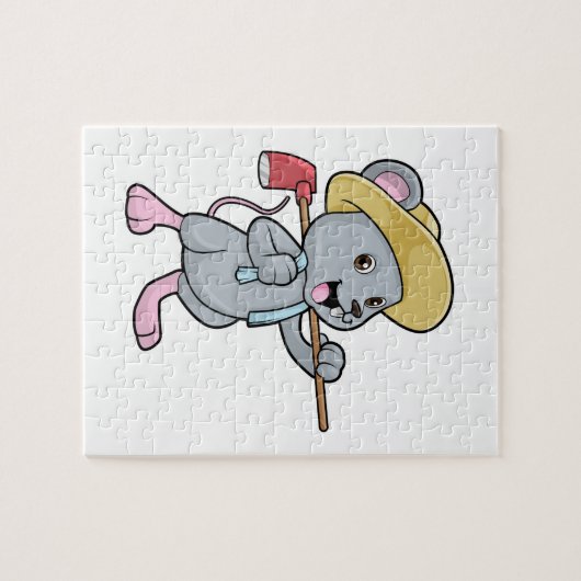 Maus als Bauer mit Ax & Hat Puzzle (Horizontal)