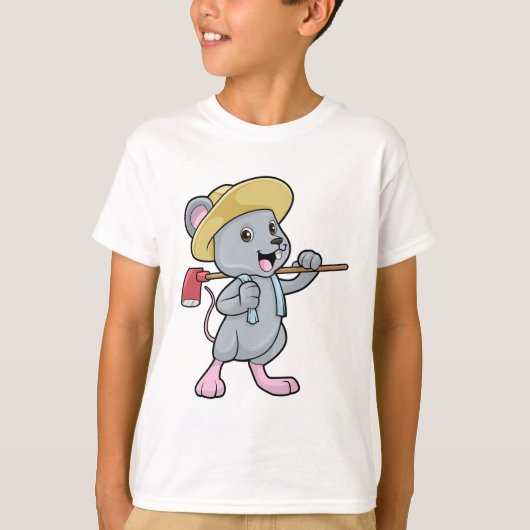 Maus als Bauer mit Ax & Hat T-Shirt (Vorderseite)