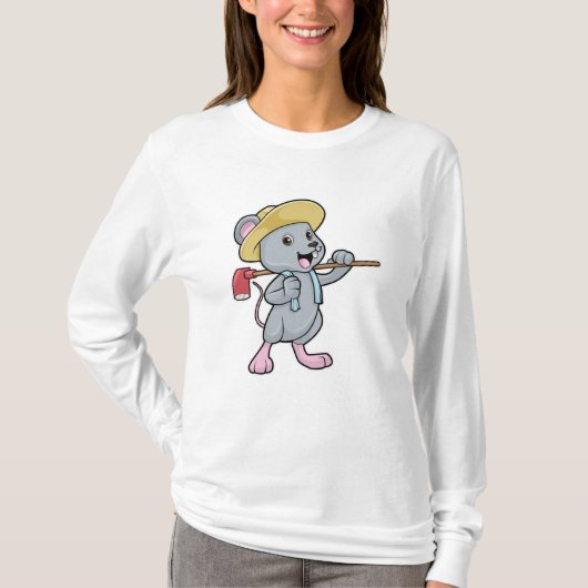 Maus als Bauer mit Ax & Hat T-Shirt (Vorderseite)
