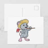 Maus als Bauer mit Axt und Hut Postkarte (Vorne/Hinten)