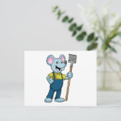 Maus als Bauer mit Rechen Postkarte (Stehend Vorderseite)