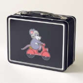 Maus als Biker mit Scooter.PNG Metall Brotdose (Rückseite)