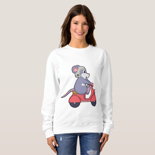 Maus als Biker mit Scooter.PNG Sweatshirt (Vorne ganz)