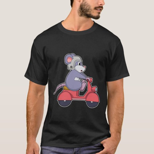 Maus als Biker mit Scooter.PNG T-Shirt (Vorderseite)